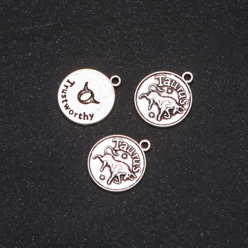 Zawieszka biżuteryjna Zodiak Byk, średnica 17 mm, opakowanie 20 g ±10 szt.