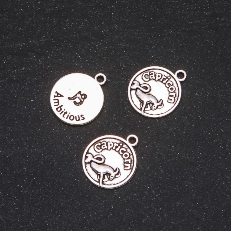 Zawieszka ozdobna Zodiak Koziorożec, średnica 17 mm, opakowanie 20 g ± 12 szt.