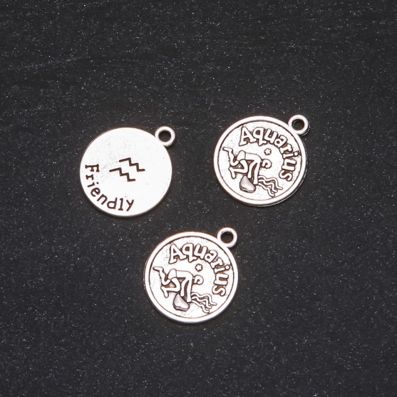 Zawieszka Zodiak Wodnik, średnica 17 mm, opakowanie 20 g ± 10 szt.