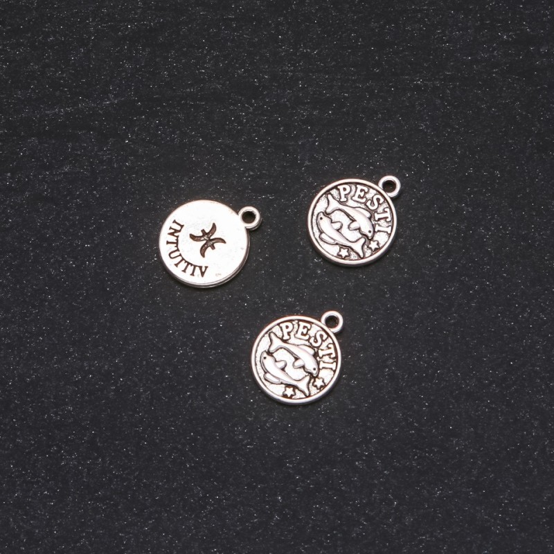 Okucia pod wisiorek Zodiak Ryby, średnica 12 mm, opakowanie 20 g ± 18 szt.