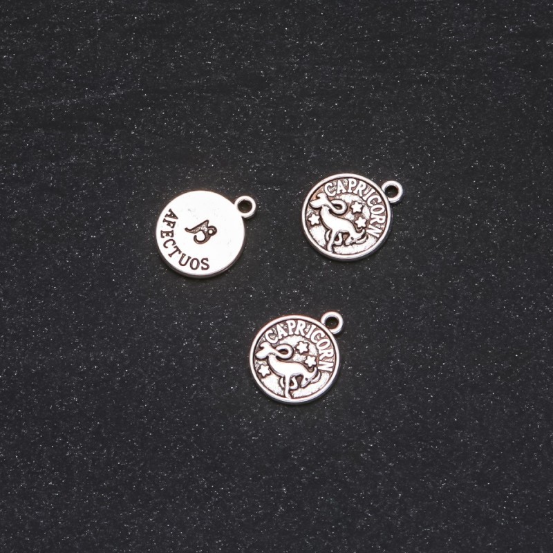 Zawieszka biżuteryjna Zodiak Koziorożec, średnica 12 mm, opakowanie 20 g ± 19 sztuk