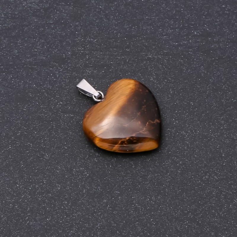 Wisiorek Serce z naturalnego kamienia tygrysiego oka 19×19×26 mm