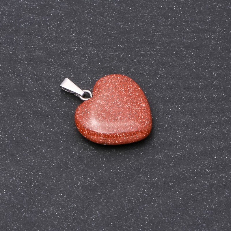 Wisiorek w kształcie serca z awenturynu „złoty piasek” (syntetyczny) 19×19×26 mm