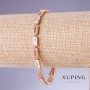 Bransoleta Xuping z białymi cyrkoniami, grubość 5 mm, długość 17–19 cm, pozłacanie 18K