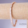 Bransoletka Xuping z białymi cyrkoniami, grubość 6 mm, długość 18-20 cm, złocenie 18K