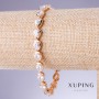 Bransoletka Xuping z białymi cyrkonami, grubość 6 mm, długość 18–20 cm, pozłacanie 18K