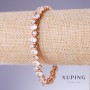 Bransoletka Xuping z białymi cyrkoniami, grubość 7 mm, długość 17–19,5 cm, pozłacanie 18K