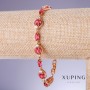 Bransoletka Xuping z czerwonymi cyrkoniami „Rubin”, grubość 10 mm, długość 19–22 cm, pozłota 18K
