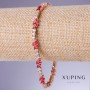 Bransoleta Xuping z czerwonymi cyrkoniami «Rubin», grubość 5 mm, długość 18–21 cm, pozłacenie 18K