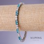 Bransoletka Xuping z błękitnymi cyrkoniami "Topaz", grubość 5 mm, długość 17–20 cm, rodowana 18K