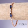 Bransoletka Xuping z niebieskimi cyrkoniami „Szafir”, grubość 3–6 mm, długość 19–20 cm, pozłacanie 18K