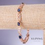 Bransoletka Xuping z niebieskimi cyrkonami «Szafir», grubość 8 mm, długość 18–20 cm, pozłacanie 18K