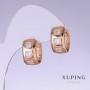 Kolczyki Xuping z białą cyrkonią, długość 17 mm, grubość 8 mm, pozłocenie 18K