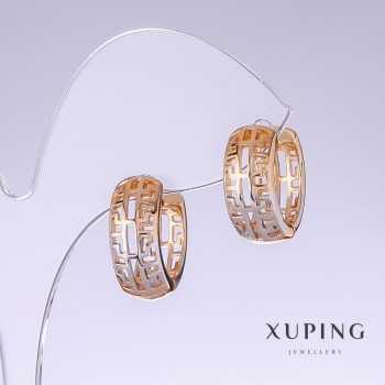 Kolczyki Xuping, długość 17 mm, grubość 7 mm, rodowane, pozłacane 18K