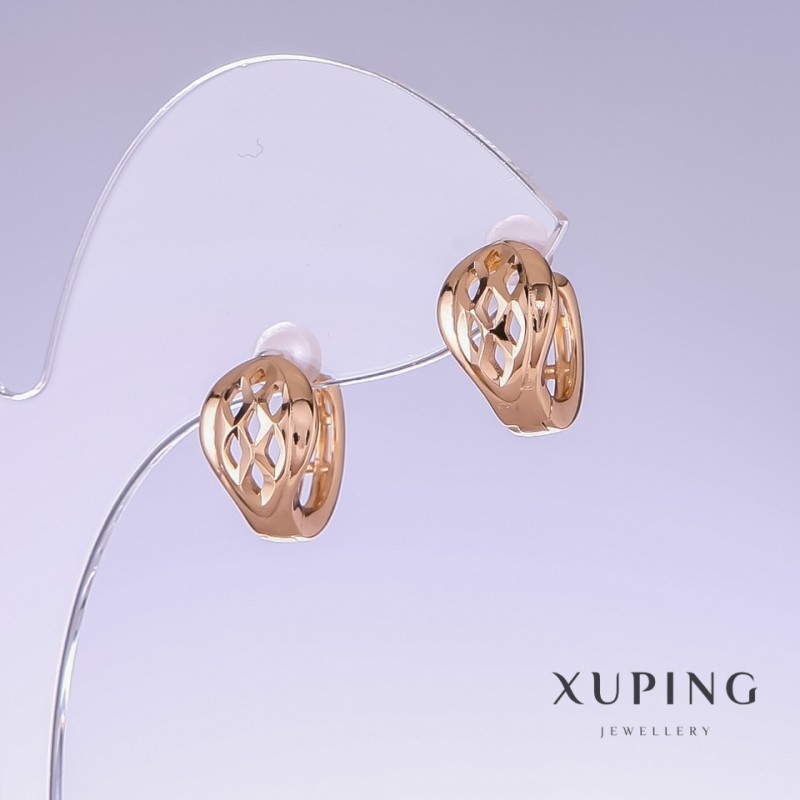 Kolczyki Xuping, długość 13 mm, grubość 9 mm, pozłacane 18K