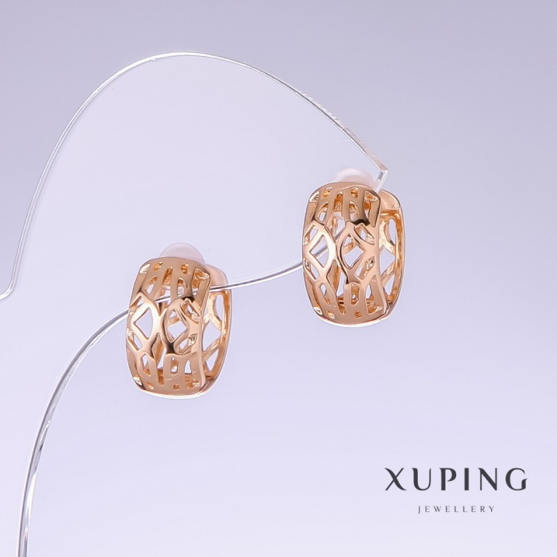 Kolczyki Xuping, długość 14 mm, grubość 8 mm, pozłacane 18K