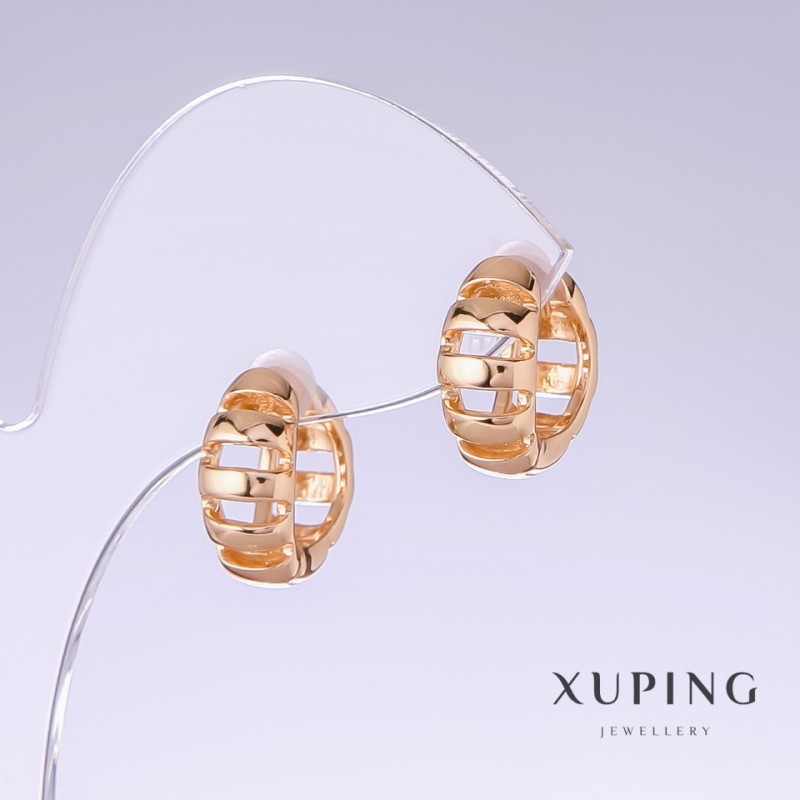 Kolczyki Xuping, długość 16 mm, grubość 7 mm, pozłacane 18K