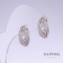 Kolczyki Xuping z białymi kryształami strassowymi, długość 18 mm, grubość 9 mm, rodowane