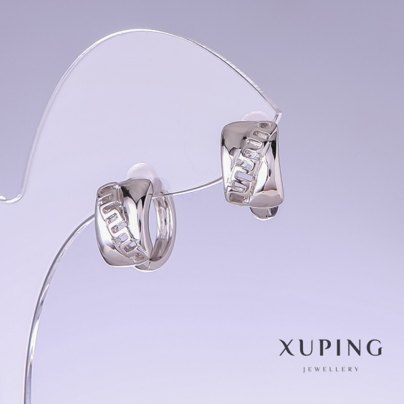 Kolczyki Xuping, długość 14 mm, grubość 8 mm, rhodiowane
