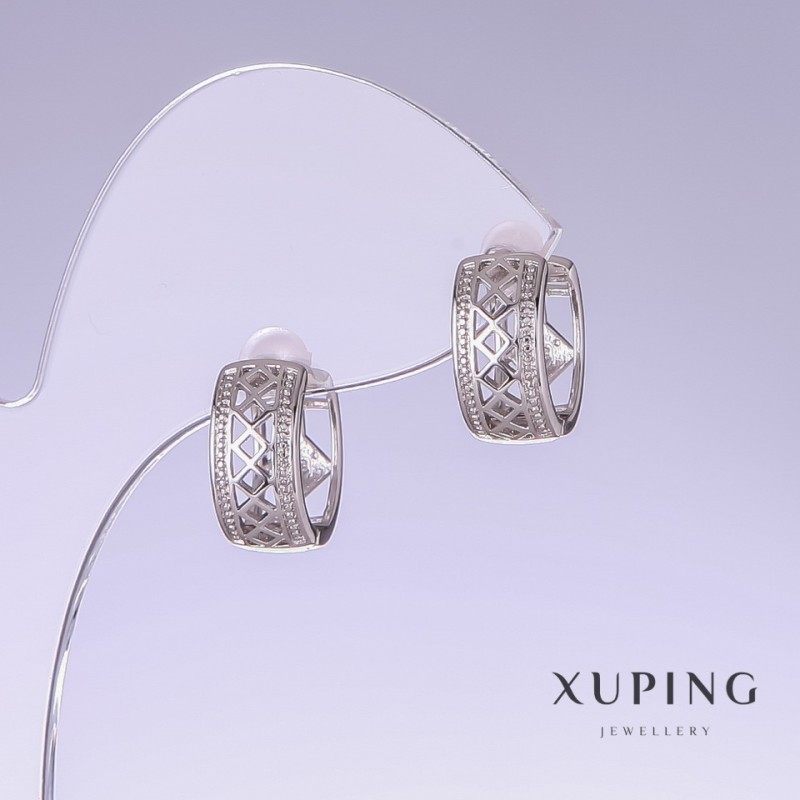 Kolczyki Xuping, długość 13 mm, grubość 7 mm, rodowane