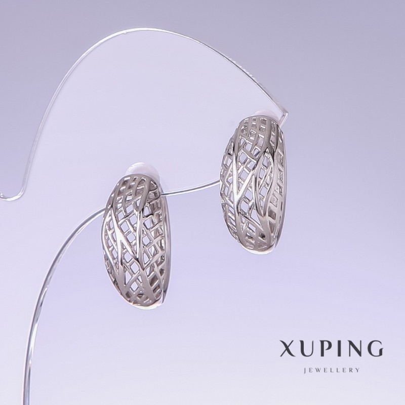Kolczyki Xuping, długość 19 mm, grubość 9 mm, rhodiowane