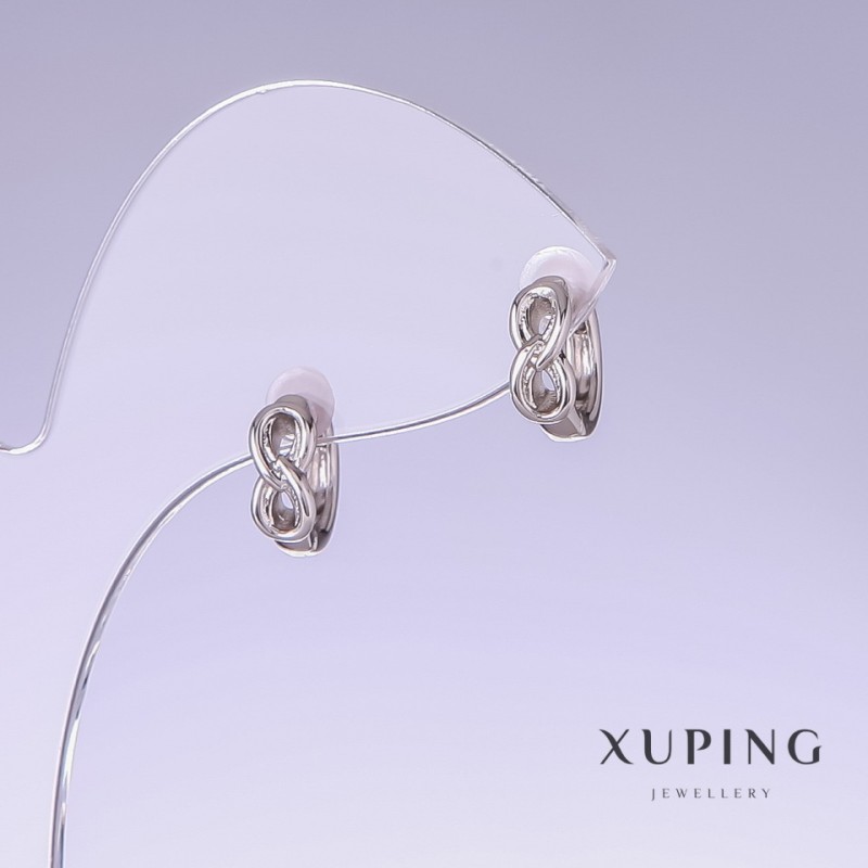Kolczyki Xuping, długość 12 mm, grubość 4 mm, rhodiowane