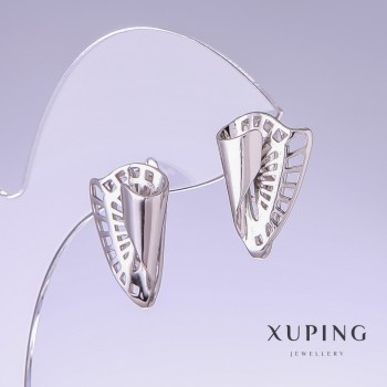 Kolczyki Xuping, długość 20 mm, grubość 13 mm, rhodiowane