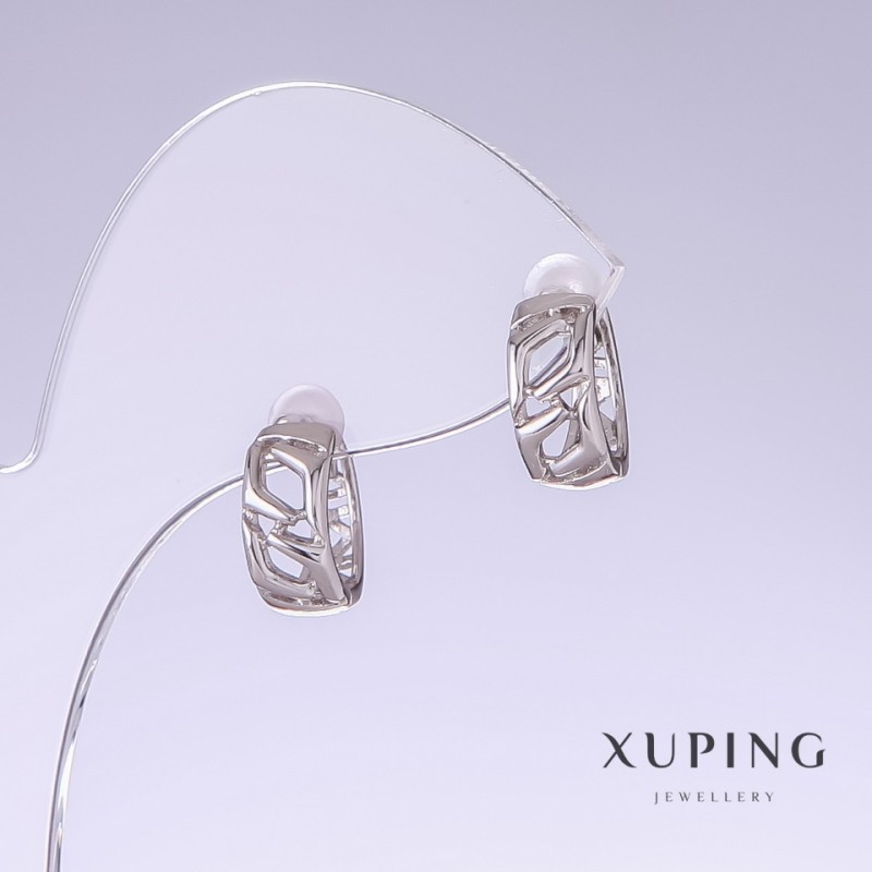 Kolczyki Xuping, długość 12 mm, grubość 5 mm, rhodiowane