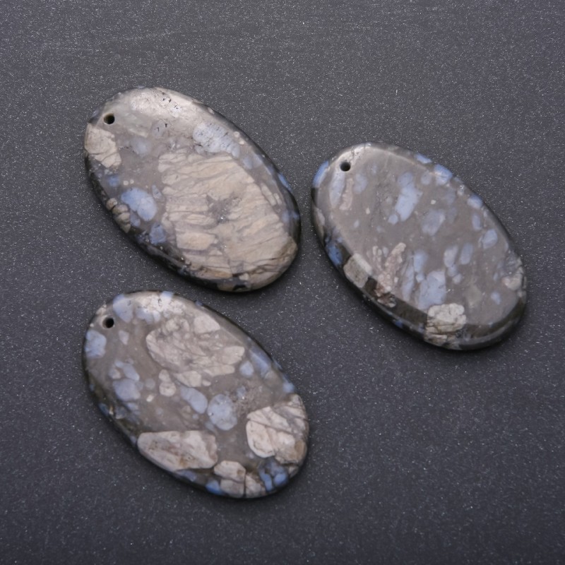 Wisiorek z naturalnego kamienia jaspisu owalny 55×35 mm