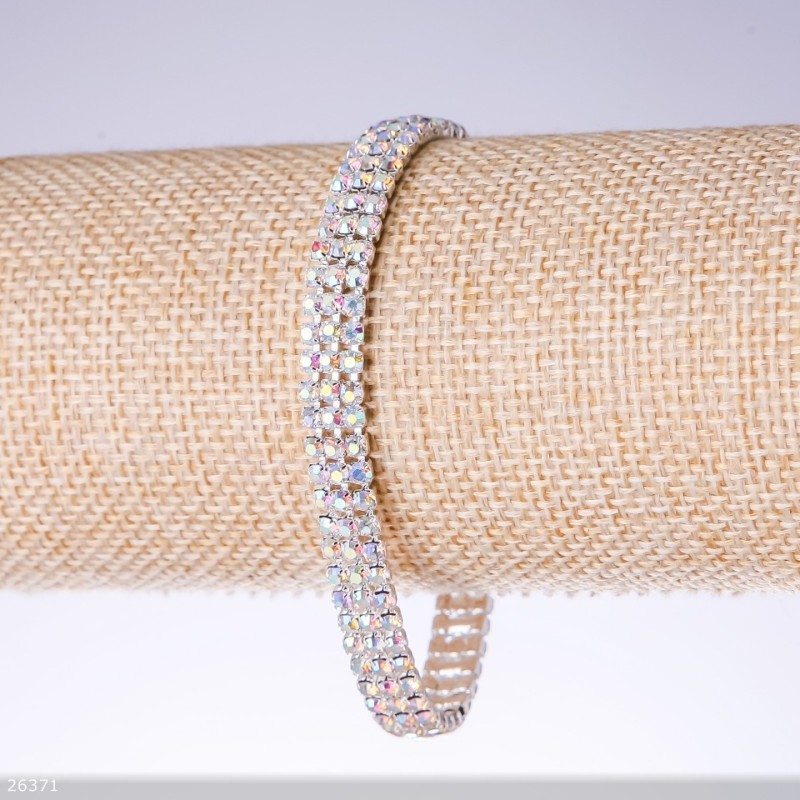 Bransoletka trójrzędowa z kryształkami „kameleon”, szerokość 7 mm, długość 19 cm „srebro”