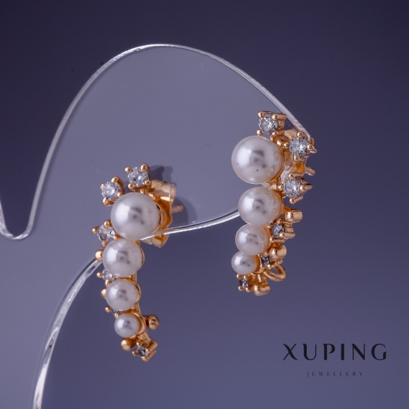 Kolczyki Xuping z perłami „Majorka” 25×12 mm „pozłocenie 18K”