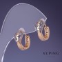 Kolczyki Xuping 15×8 mm, pozłacane 18K, z białymi cyrkoniami