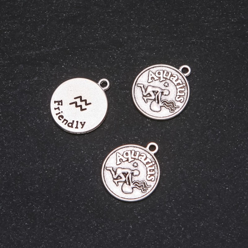 Zawieszka Zodiak Wodnik, średnica 12 mm, opakowanie 20 g ± 19 szt.