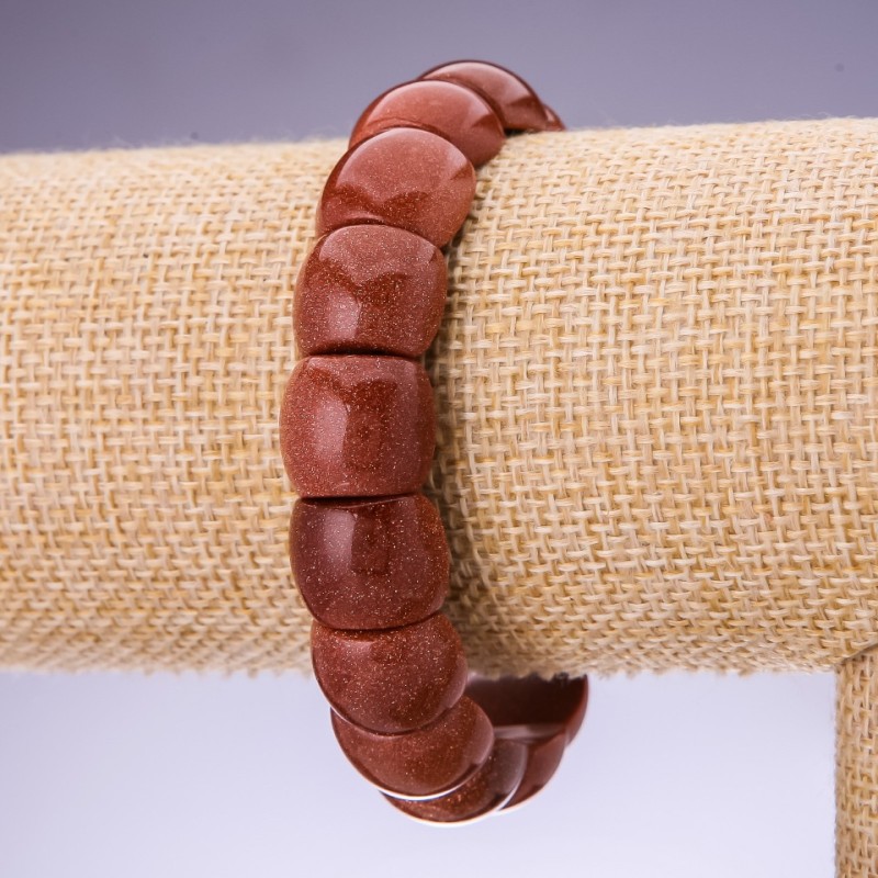 Bransoletka z awenturynu «Złoty piasek» ogniwo 15×12 mm na elastycznej gumce obwód 20 cm