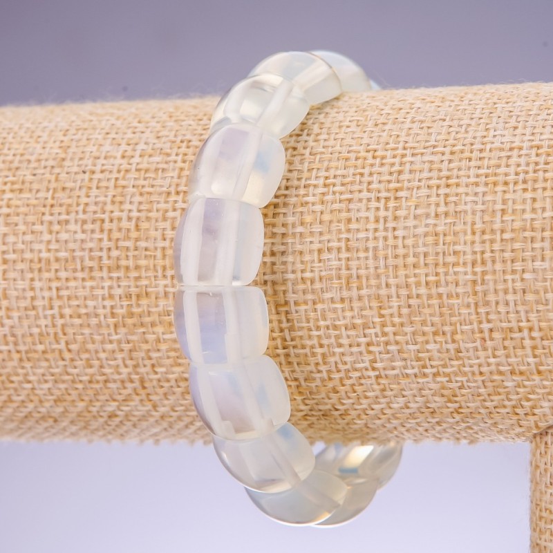 Bransoletka z kamienia księżycowego, ogniwo 15×12 mm na elastycznej gumce, długość 20 cm