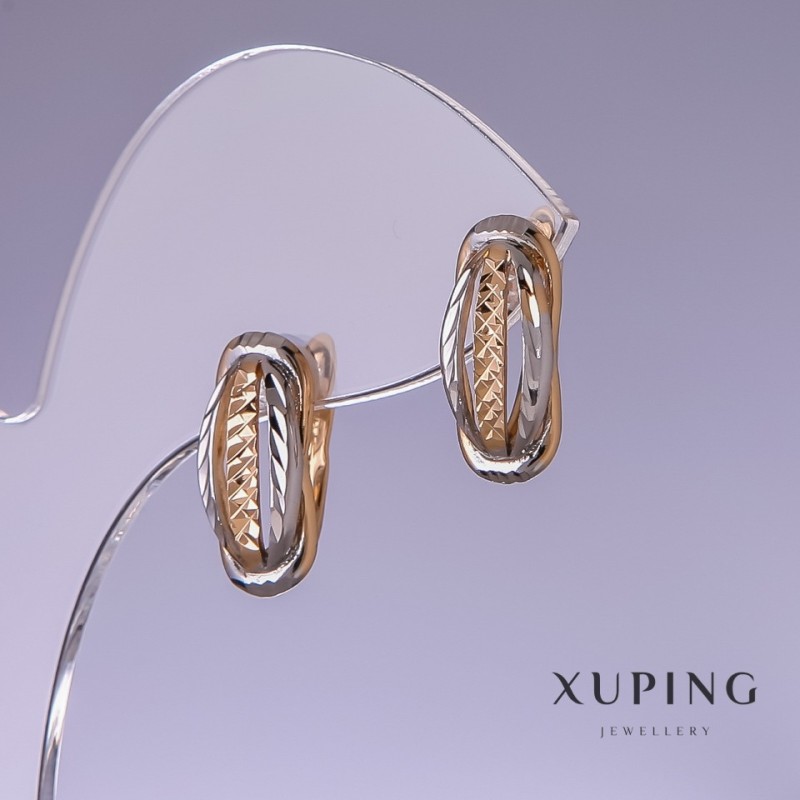 Kolczyki Xuping 17×7 mm z pozłotą 18k i pokryciem rodowym