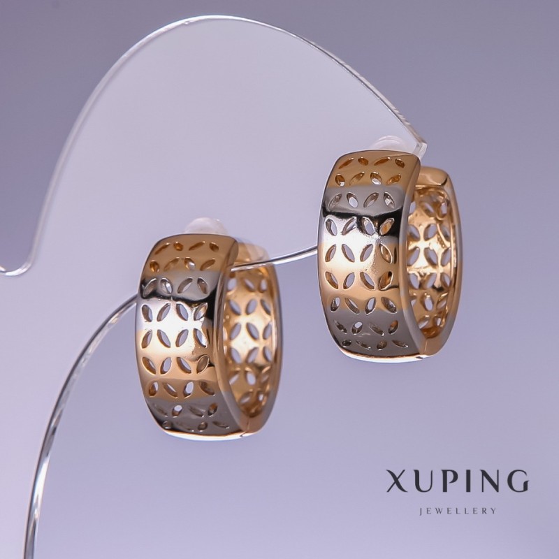 Kolczyki Xuping 19×8 mm z 18-karatowym złoceniem i rodowaniem