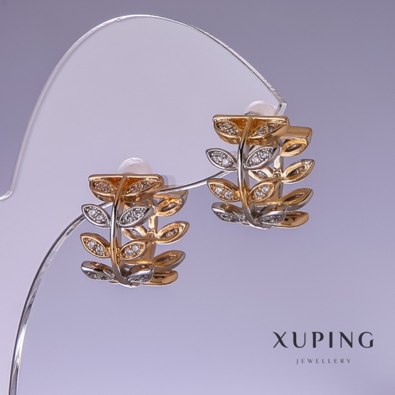 Kolczyki Xuping 15×10 mm z pozłotą 18k i rodowaniem