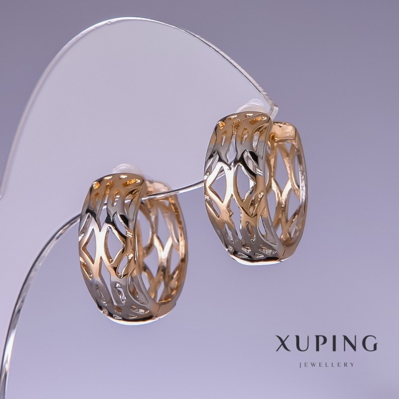 Kolczyki Xuping 20×8 mm, pozłacane 18k i rodowane
