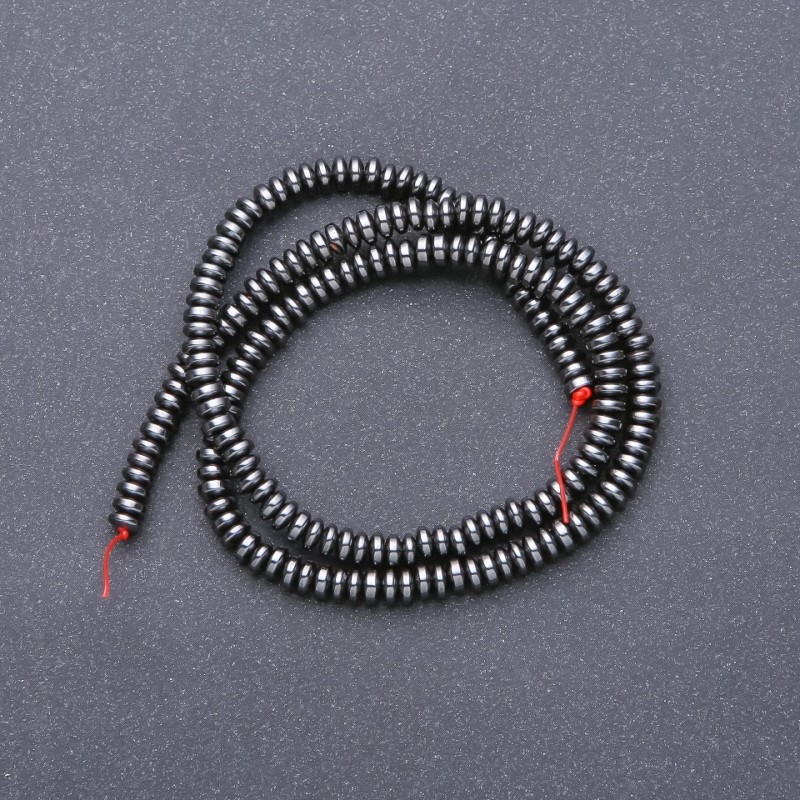Koraliki hematytu gładkie rondelkowe, średnica 4x2 mm (+/-), długość 40 cm+