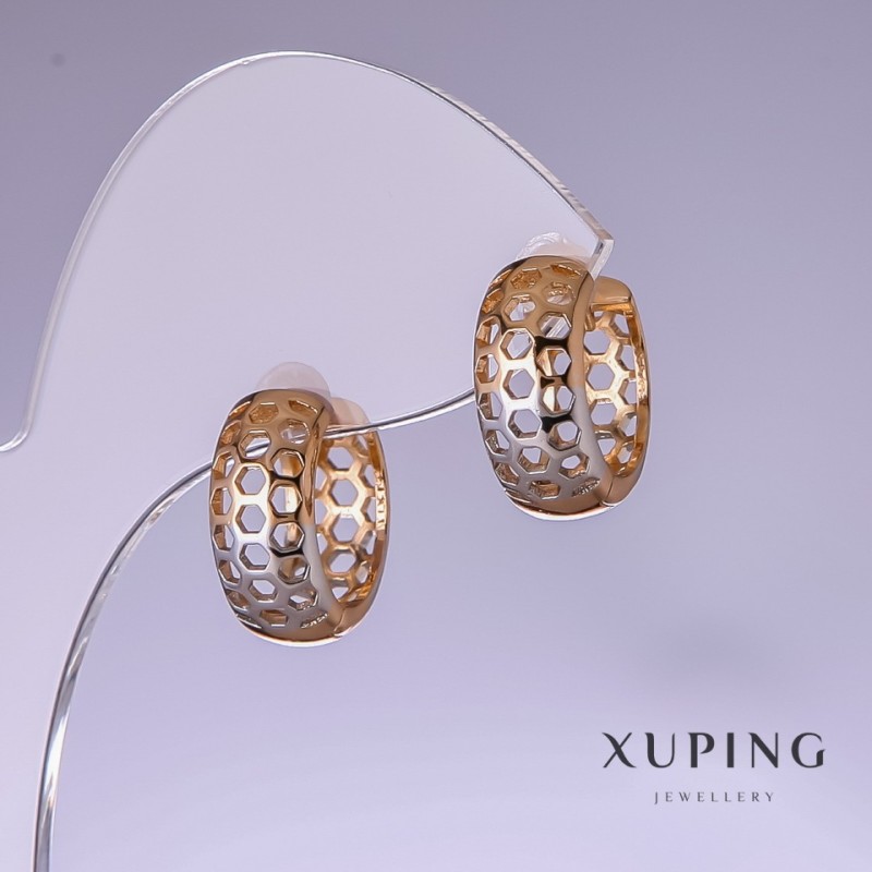 Kolczyki Xuping „Soty” 15×7 mm, rhodiowane i pozłacane 18k