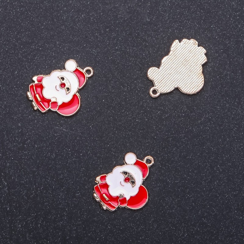 Zawieszka do biżuterii Dziadek Mróz, średnica 17 mm, długość 3 mm, średnica 1,8 mm, opakowanie 6 szt. (±)