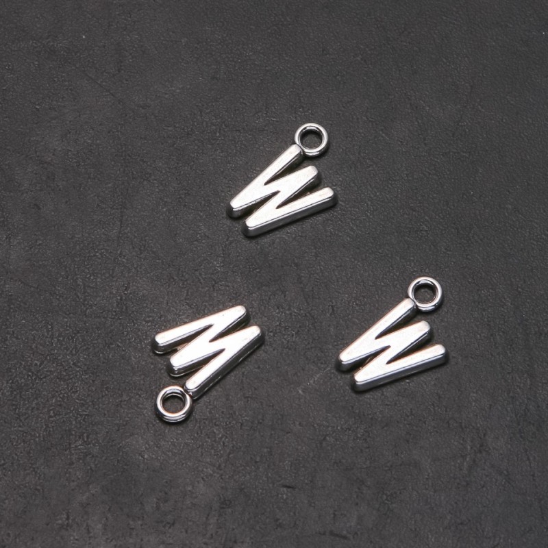 Zawieszka do biżuterii litera W, średnica 10 mm, długość 17 mm, in-d, 5 mm opakowanie 20 g, 19 szt. (+ -)
