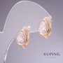 Kolczyki Xuping z białymi cyrkoniami „Kropla” 13×9 mm pozłacane 18K