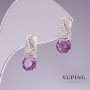 Kolczyki Xuping z fioletowymi cyrkoniami 17×7 mm rodowane