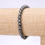 Bransoletka z hematytu fasetowanych kulek, średnica 6 mm, długość 18 cm na elastycznej gumce