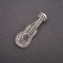 Broszka gitarowa w strassach, metal szary, 50×19 mm