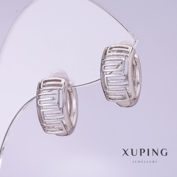 Kolczyki Xuping, średnica 8 mm, długość 14 mm, rodowane