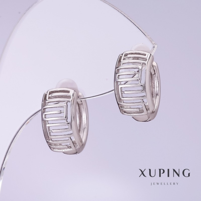 Kolczyki Xuping, średnica 8 mm, długość 14 mm, rodowane