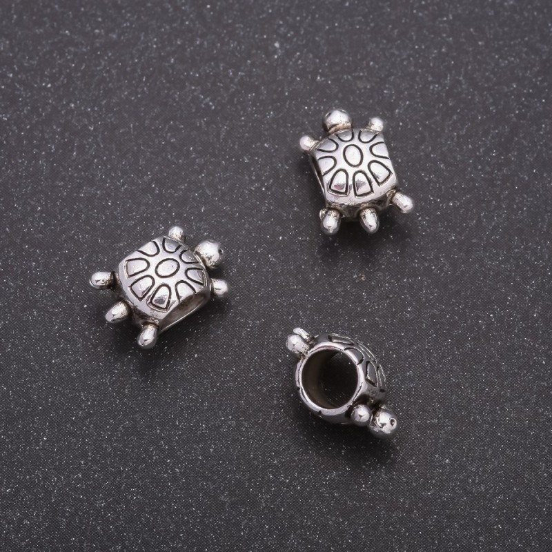 Okucia koralik-wstawka „Żółw”, średnica 12×8 mm, średnica wewnętrzna 5 mm, opakowanie 20 g ± 21 szt.